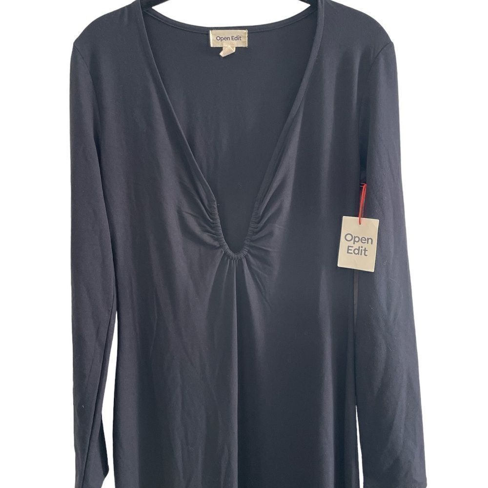 NWT Open Edit for Nordstrom Ruched U Cutout Long Sleeve Maxi Dress S - Picture 4 of 6